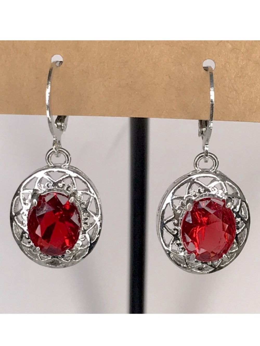 Radiant Red Gemstone Earrings  Fashion Jewelry